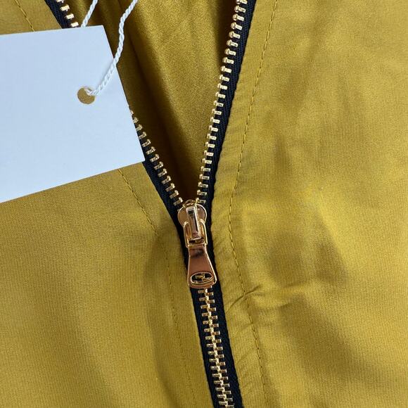 Amanda Uprichard Blouse Large NWT Mustard 100% Silk Zip Sleeveless Chartreuse - Picture 6 of 9